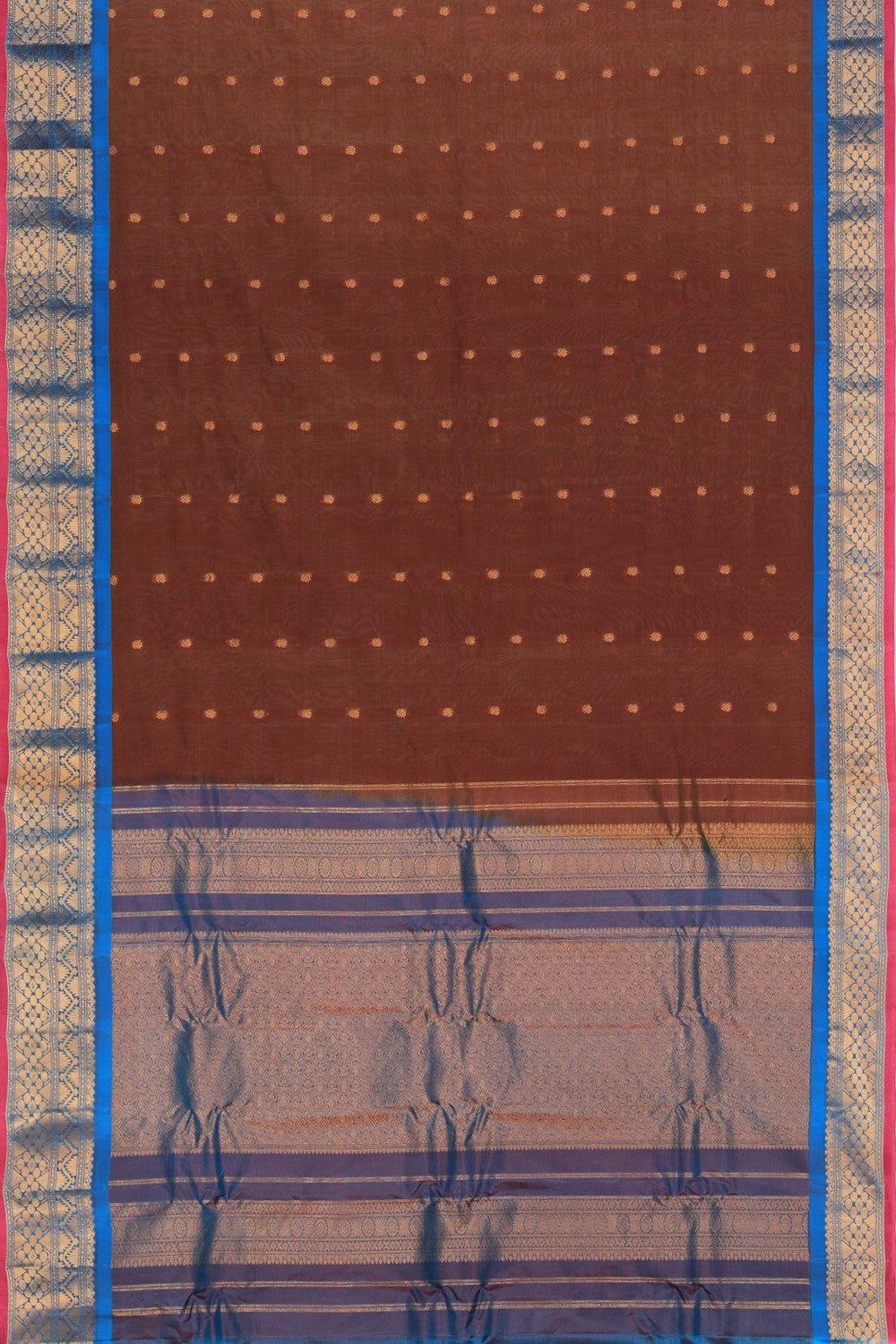 Image of Gadwal Cotton Silk Leaf Green Saree